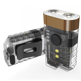 COOZAMING Rechargeable EDC Clip Flashlight, 10 Lighting Modes 2 Illumination Angles, USB C Charging Mini Flashlight Magnetic for Home, Christmas Gift, Walk, Emergency, Night Working, 2 Pack, Brown