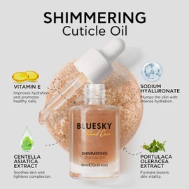Bluesky Shimmering Cuticle Oil for Nails, 10ml, Nourishing, Hydrating, Healthy Nails, Essential Hand and Nail Care, Nail Oil for Cuticles, Contains Safflower Oil