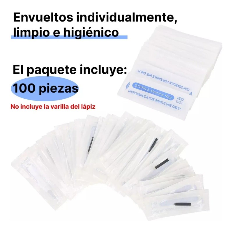 100 Navajas Microblading Nano Pin Y Lengua De Gato Agujas