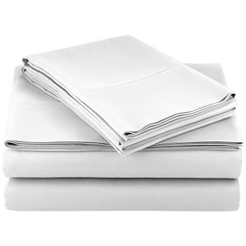 AbleHome Microfiber Bed Sheet Set Double Brushed 4 Piece Set Ultra Soft (Full, White)