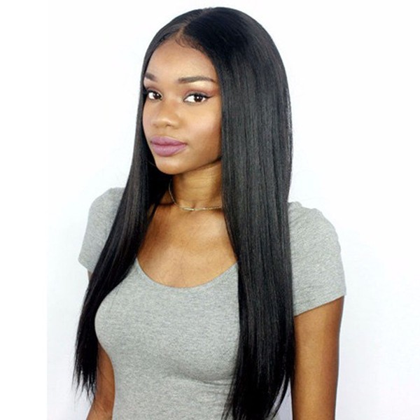 Premier 360 Lace Frontal Wigs Human Hair Brazilian Hair Wigs for Women Light Yaki Straight Long Human Hair 360 Full Lace Wig Pre Plucked Lace Wig with Baby Hair Natural Color 18 inches Free Part Wig