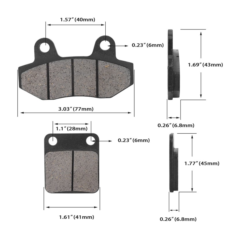 WATODAY Front & Rear Brake Pads for SSR Thumpstar 50cc