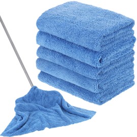 Anmrept 5 PCS Extra Large Microfiber Cleaning Cloth 30"x20", Washable Reusable Floor Cloth for Squeegee Mop House Floor Kitchen Car Window Highly Absorbent, Lint and Streak Free (Blue)