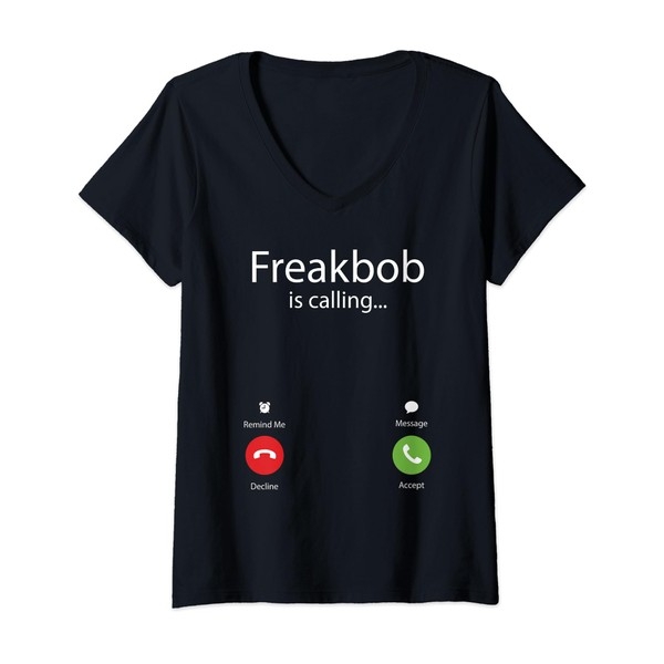 Womens Freakbob Is Calling V-Neck T-Shirt