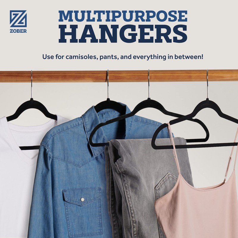 Zober Velvet Hangers - Black for Coats, Pants & Dress