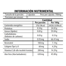 Resveratrol Aloe Vera Vitamina Colageno Tipo Naturagel Capsulas Suplemento Alimenticio