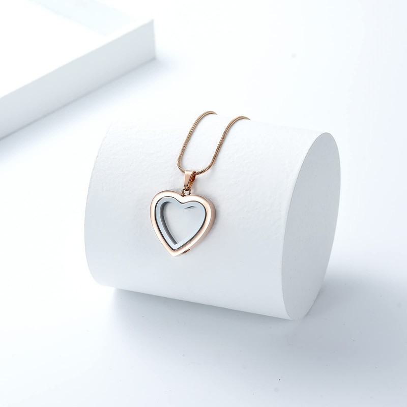 Glass Cremation Jewelry Necklace for Ashes Heart Memorial Lockets for