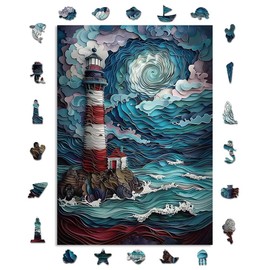 Crafthub Landscape Puzzle for Adults out of Quality Wood – A3 Lighthouse Puzzle with 272 Pieces – Jigsaw Puzzles with Unique Shapes – Family Games for Kids and Adults – 15.4" x 10.9" (39.1cm x 27.6cm)