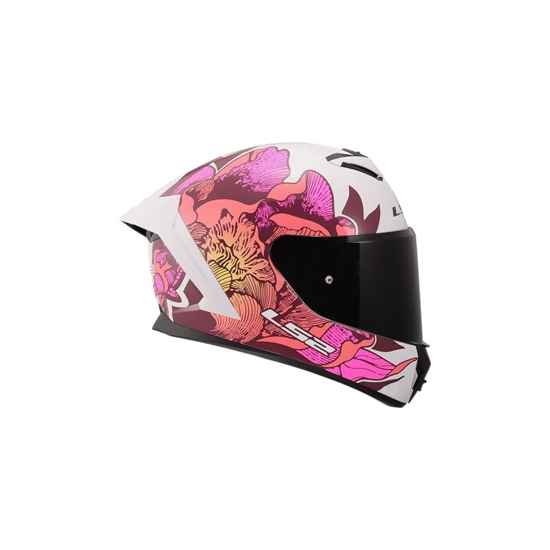 LS2, RAPID III POPPIES II Integral Motorcycle Helmet White Pink