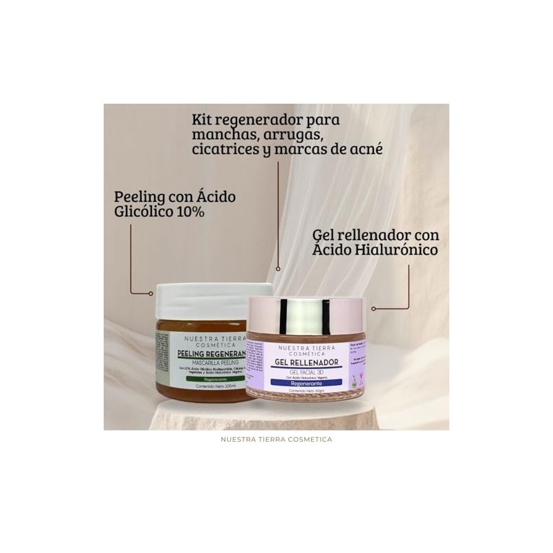 Nuestra Tierra Cosmética Kit Peeling Regenerante con Baba de Caracol,