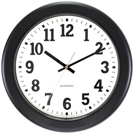 Caysie 12 Inch Sealed Indoor Outdoor Clock Waterproof, Silent Battery Operated Weatherproof Wall Clocks for Pool Patio Outside Home (Black)