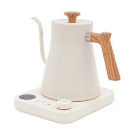 Gooseneck Electric Kettle, 0.24Gal Stainless Steel Electric Tea Kettle with Precision Temperature Control & LED Touchscreen, 1200W 90°Gooseneck Kettle for Tea Coffee (White)