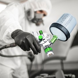 HVLP Paint Sprayer with 10pcs 600ML Mixing Quick Cup,Spray Paint Gun Set Contain 3 Nozzles 1.4/1.7/2mm &Pressure Gauge,Sprayer Gun for Car Painting,Furniture Surface Spraying (Green-Spray Gun Kit)