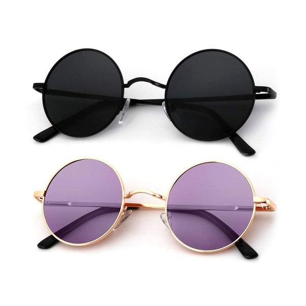 Retro circular polarized sunglasses for men and women, upscale metal