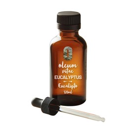 OLEUM VITAE Aceite Esencial de Eucalipto 120ml. Eucalyptus Globulus 100% Puro y Orgánico. Hecho en India Certificado USDA ORGANIC Aplicación Externa y Aromática