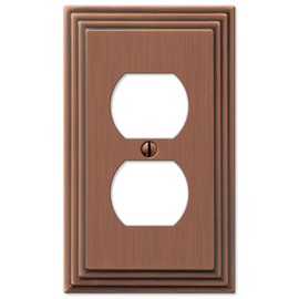 AMERELLE 84DAC Steps Single Duplex Cast Metal Wallplate in Antique Copper