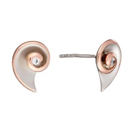 Silverly 14K Rose Gold-Plated .925 Sterling Silver Cubic Zirconia Spiral Earrings Necklace Set, 46cm
