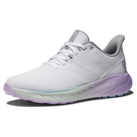 FootJoy Women's FJ Flex Previous Season Style Golf Shoe, White/Green/Purple, 6