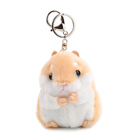 Cute Khaki Plush Hamster Keychain Plush Toy Keyring Key Ring Bag Charm Wallet Backpack Handbag Charms Automobile Keychains Automotive Trim Women's Key Rings and Keychains Car Keychain