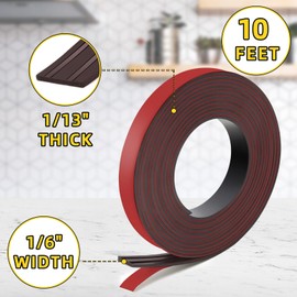Qualsen Magnetic Tape - Strong Flexible Magnetic Strips with Adhesive Backing, Sticky Magnetic Tape for Fridge, Whiteboards, Crafts and DIY Projects (1/2 Inch x10 Feet)