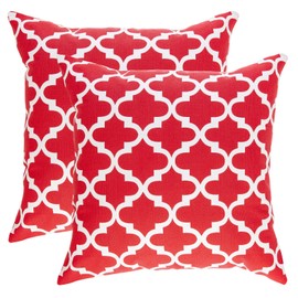 TreeWool, (2 Pack) Cushion Covers Trellis Accent in Cotton Canvas (50 x 50 cm, Red)