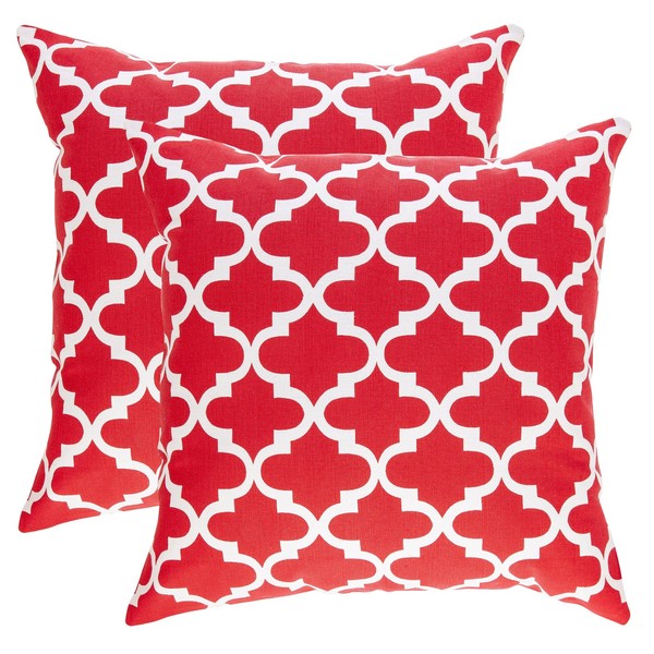 TreeWool, (2 Pack) Cushion Covers Trellis Accent in Cotton Canvas