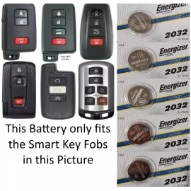 Remote Key Fob Battery for Toyota SMART KEYS in Picture - Energizer CR2032 5 Pkg