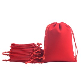 KONMAY 20pcs Small Velvet Drawstring Bags, Red 7.0x9.0cm Velevet Jewellery Pouches for Gifts, Party Favors