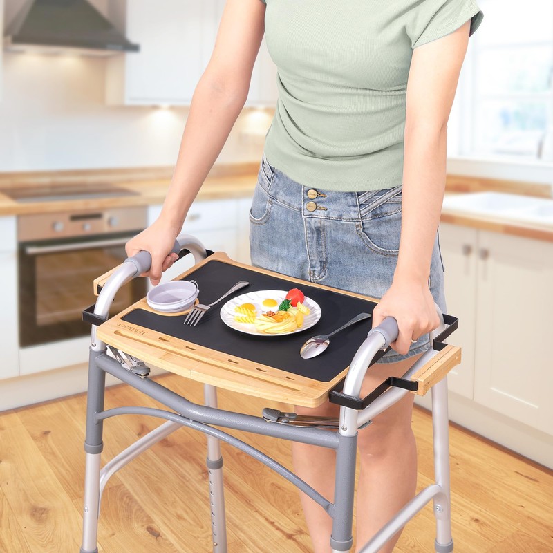 Walker Tray Table with Non-Slip Mat, Tray for Walkers for