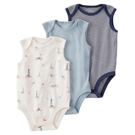 little planet by carter's Baby 3-pack Short Sleeve Bodysuits made with Organic Cotton, Coastal, NB