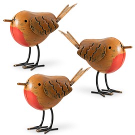 3pc Robin Ornaments for Garden Accessories - Metal Robin Garden Ornaments Outdoor Garden Gifts - Bird Ornaments for Garden Decorations Outdoor Christmas Robin Decorations - Robin Gifts for Garden