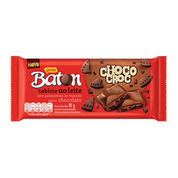 Garoto Chocolate Bar Baton Croc Tableta de Chocolate Baton Croc, 90 g / 3.17 oz