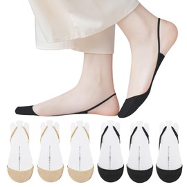 Caudblor Back Strap Cover Socks, Foot Cover, Stealth Ladies, Foot Cover, Straps for Pumps, Pumps Socks, No Slip Socks, Shallow Socks, Summer Use, Refreshing Socks, Cotton Socks (5 Colors, 6 Pair Set),