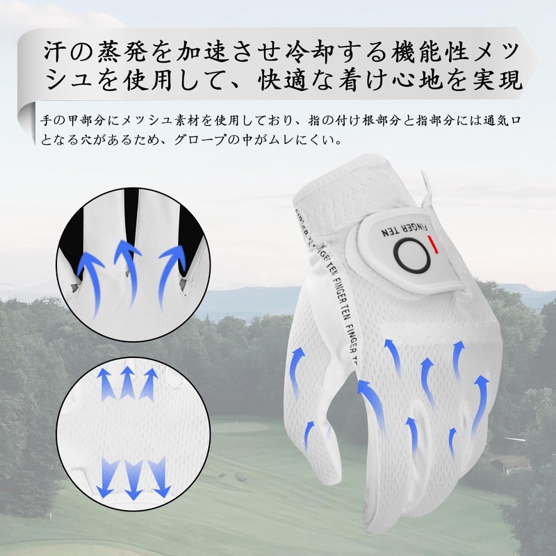 ゴルフグローブ メンズ 2枚セット スエード調合成皮革 繊維布 メッシュ素材 ソフト 通気 速乾 耐磨耗性