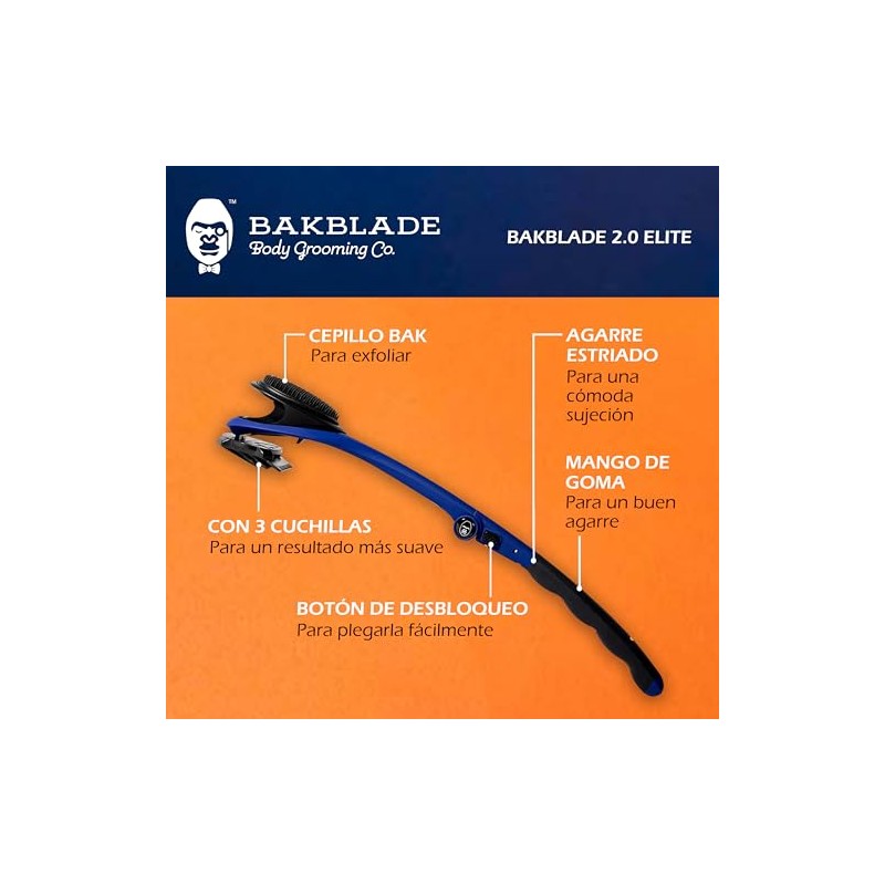 baKblade 2.0 PLUS - Afeitadora de espalda para hombre (bricolaje),