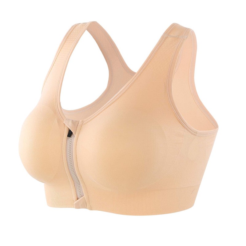 CLOUSPO Sports Bra Post Surgery Bra Zip Front Wireless with