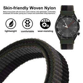 WOCCI 20mm Adjustable Nylon Watch Band, Quick Release Sport Loop Strap (Black/Grey)