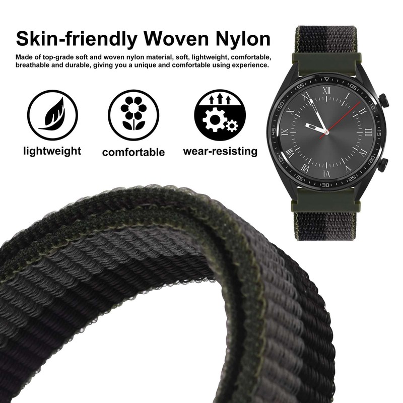 WOCCI 20mm Adjustable Nylon Watch Band, Quick Release Sport Loop