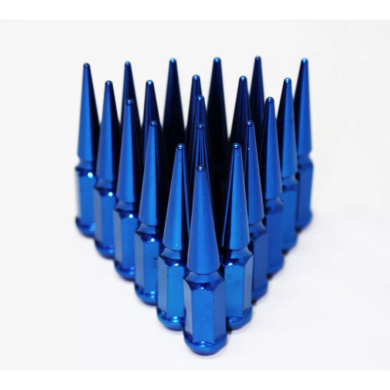 TJF AUTO 20PC BLUE 14X2 CONICAL SEAT SPIKE LUG NUT