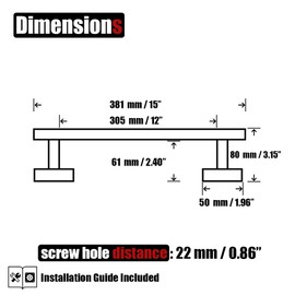 JQK Bathroom Towel Bar, 15 Inch 304 Stainless Steel Thicken 0.8mm Towel Rack, Towel Holder Brushed Finished Wall Mount, Useable Length 12 Inch, TB110L12-BN