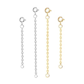 Pack of 4 chain extensions, gold silver, 925 sterling silver extension chain for women, chain extension to extend your necklaces and bracelet