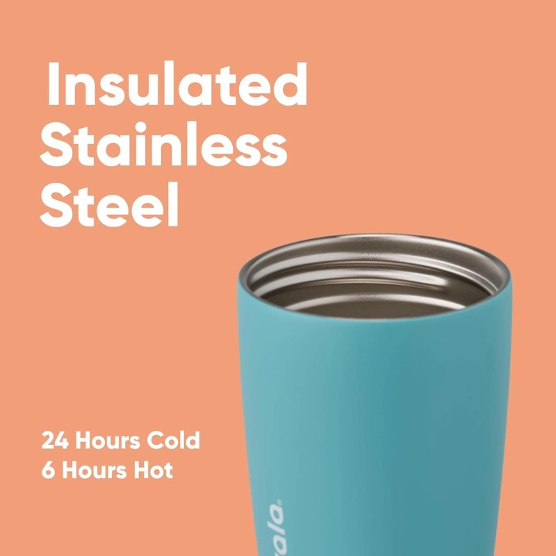 Owala SmoothSip Slider Insulated Stainless Steel Coffee Tumbler, Reusable Ice