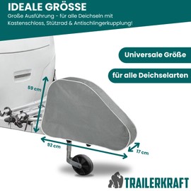 TRAILERKRAFT® Tow Bar Cover Caravan PlusPro – Universal Drawbar Cover Trailer with Double Click Closure, Towing Hitch Cover Trailer Drawbar Protection Cover Car