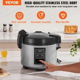 VEVOR Commercial Rice Cooker, 70-Cup Rice Cooker, 15.85 Qt / 15 Liter Large Rice Cooker and Warmer with Nonstick Inner Pot, Fast Cooking and 12-Hour Keep Warm, with Rice Cup and Paddle, for Restaurant