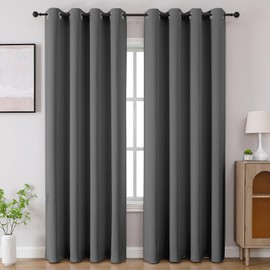 CUCRAF Light Grey Blackout Curtains 90 inch Length 2 Panels Set, Room Darkening Drapes for Living Room Bedroom, Thermal Insulated Light Blocking Grommet Window Curtain (W52 x L90 Inch)