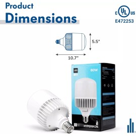 Hyperikon LED T Corn Bulb 60W, E39 Base, High Efficiency Omnidirectiona