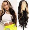 xccoco Long Wavy Wigs for Women Black Highlighted Wig Body