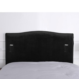 WOMACO Bed Headboard Slipcover Protector Stretch Solid Color Dustproof Cover for Bedroom Decor (Length (35" - 50"), Black-Plush)