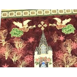 Paintbrush Studios Christmas Midnight Mass CATHEDRAL ANGELS w gold metallic quilters Fabric Panel