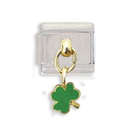 Clearly Charming Shamrock Dangle Italian Charm Bracelet Link